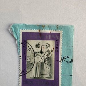 Vintage Purple and Yellow Stamp